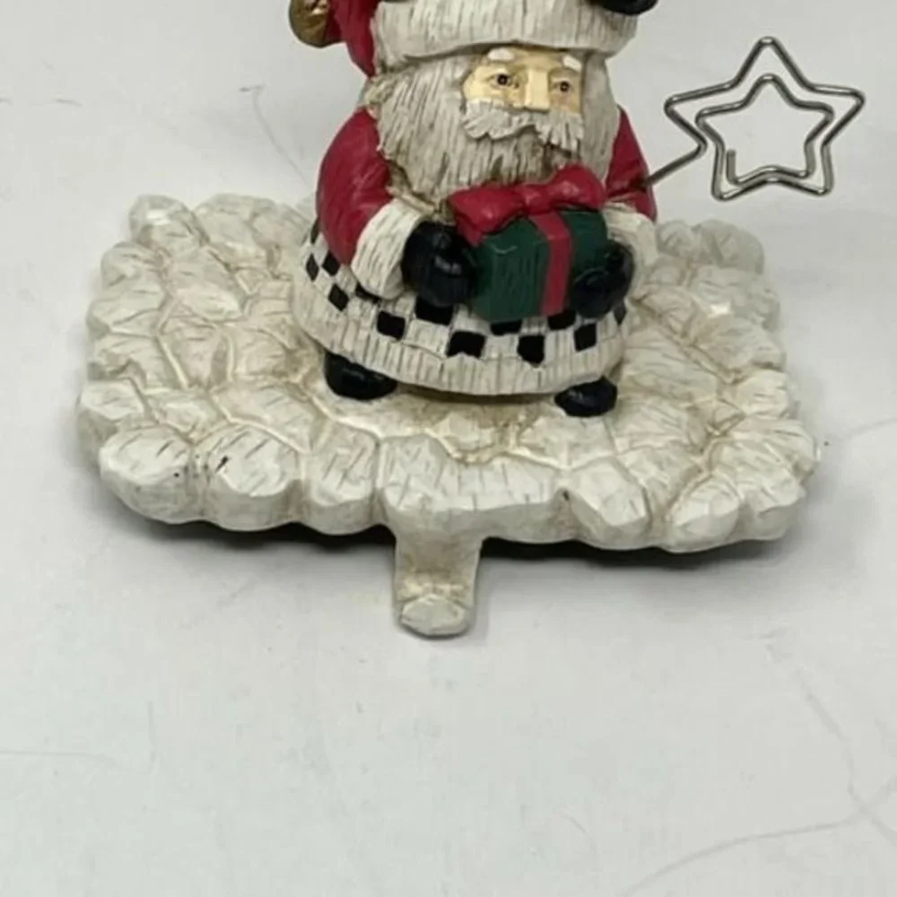 Christmas Stocking Holder Stacked Santa Claus Mantel Shelf Metal‎ Hook Photo